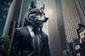 Wolf business man, stock market, financial investments, Generative Ai