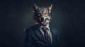 wolf businessman in a suit. Generative AI