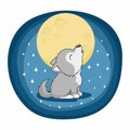 Wolf Cartoon Coyote Illustration Full Moon Background