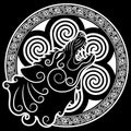 Wolf on celtic style, howling wolf in Celtic ornament