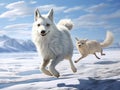Ai Generated illustration Wildlife Concept of Wolf Chasing Hare
