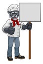 Wolf Chef Cartoon Restaurant Mascot Sign