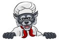 Wolf Chef Mascot Sign Cartoon Character