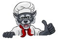 Wolf Chef Mascot Sign Cartoon Character