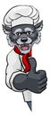 Wolf Chef Mascot Sign Cartoon Character