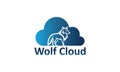 Wolf cloud logo design concept, creative wolf animal cloud vector illustration, modern animal cloud logo Royalty Free Stock Photo