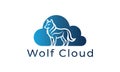 Wolf cloud logo design concept, creative wolf animal cloud vector illustration, modern animal cloud logo Royalty Free Stock Photo