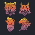 Wolf collection retro vector illustration