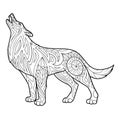 Wolf coloring book for adults vector