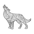 Wolf coloring book for adults vector