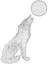 Wolf coloring vector for adults