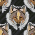 Wolf cool seamless pattern