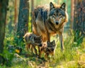Wolf with cubs