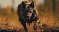Intense Portraiture Hyper-realistic Wolf Running In Unreal Engine 5 Royalty Free Stock Photo