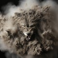 Photo of snarling wolf appearing out of a sand storm Royalty Free Stock Photo