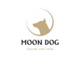 Wolf Dog Coyote Dingo with Crescent Moon Logo Design Vector