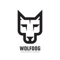 Wolf or dog head - vector logo template concept illustration. Wilde animal graphic sign.