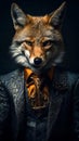 Wolf or coyote dressed in an elegant suit with a nice tie