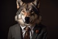Wolf with expensive uniform. Generate AI Royalty Free Stock Photo
