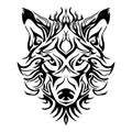 Wolf face head or wolf face design for tribal tattoo Royalty Free Stock Photo