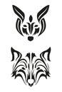 Wolf face tribal style beautiful black