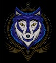 Blue wolf vector illustration, head wolves