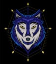 Blue wolf vector illustration, head wolves