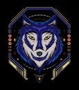 Blue wolf vector illustration, head wolves