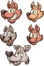 Cartoon wolf familiy character heads Royalty Free Stock Photo