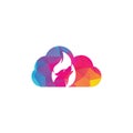 Wolf fire cloud shape concept vector logo design Royalty Free Stock Photo
