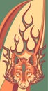Wolf Flaming Fire Logo Vector illustration Mascot Design