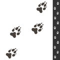 Wolf footprints. Vector illustration isolated on white. Wildlife