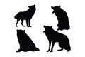 Wolf full body silhouette collection. Carnivore wolves silhouette bundle. Dangerous wild animals like wolf, silhouettes on a white Royalty Free Stock Photo