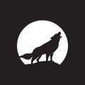 wolf full moon logo vector Royalty Free Stock Photo