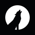 Wolf and full moon silhouette Royalty Free Stock Photo