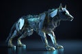 A wolf that is a futuristic machine of the future world. Wildlife Animals. Illustration, Generative AI