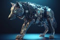 A wolf that is a futuristic machine of the future world. Wildlife Animals. Illustration, Generative AI