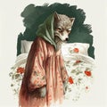 Wolf in Grandmother Nightdress Clothing Little Red Riding Hood Folklore Tale Grandma Disguise Generative AI
