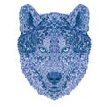 Wolf or Gray Wolf Head Front View Pointillist Impressionist Pop Art Style Royalty Free Stock Photo