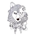 Wolf half alive skull illustration concept