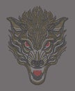 wolf head appliquÃ© with rhinestones Royalty Free Stock Photo