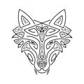 Wolf head Celtic style, T-shirt typography design, wild animal graphic print. Vector illustration