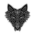 Wolf head Celtic style, T-shirt typography design, wild animal graphic print. Vector illustration