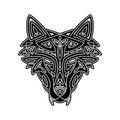 Wolf head Celtic style, T-shirt typography design, wild animal graphic print. Vector illustration