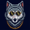 Wolf head cool gangster style vector illustration