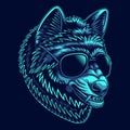 Wolf head cyberpunk vector illustration