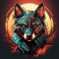 wolf head design on a dark background Royalty Free Stock Photo