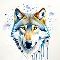 Wolf Head Double Exposure watercolors art