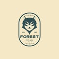 wolf head forest wildlife with badge insignia sticker vintage retro logo design vector icon illustration template