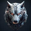 A wolf head that is a futuristic machine of the future world. Wildlife Animals. Illustration, Generative AI
